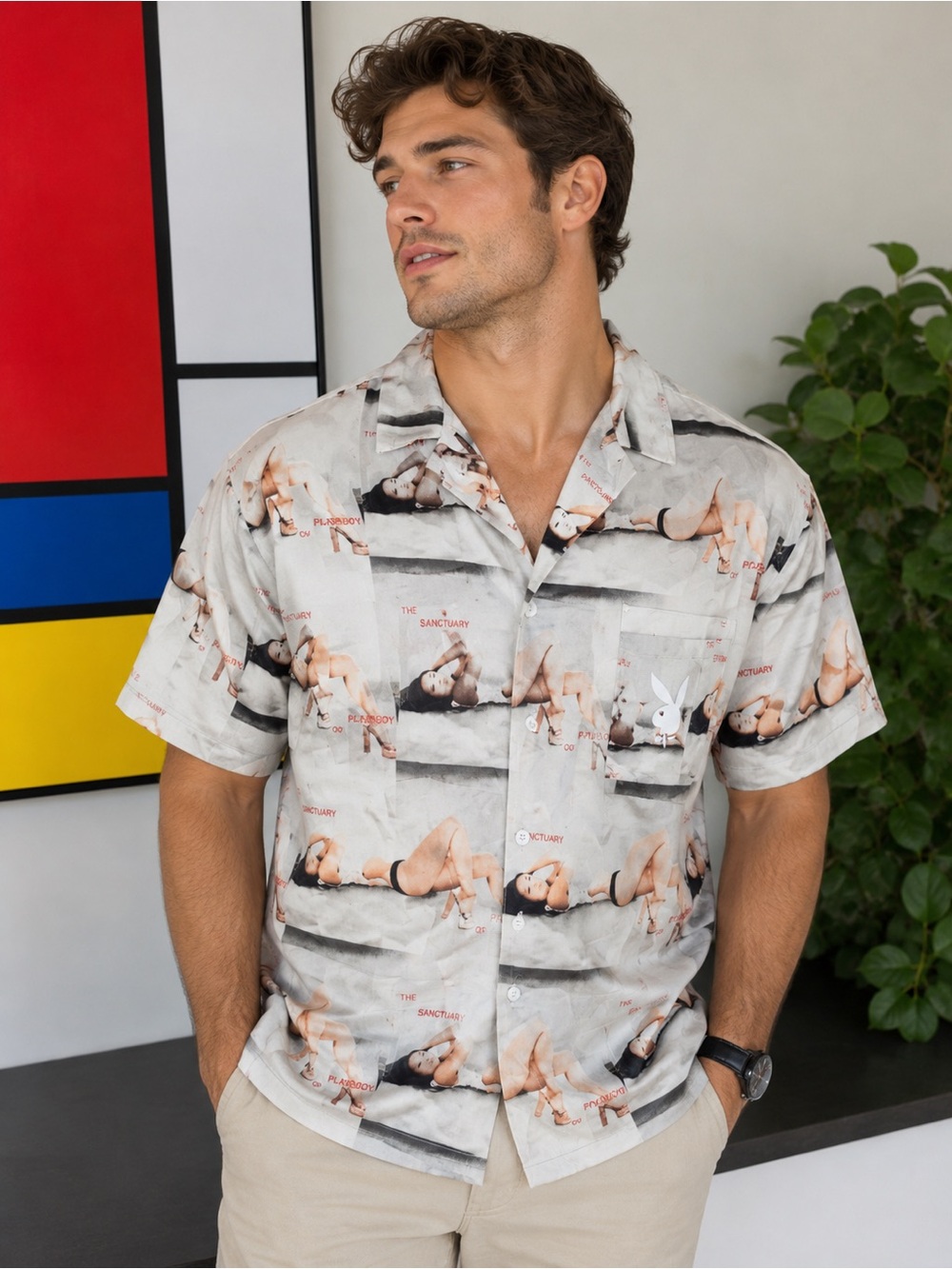MAKE OFFER! Playboy x PacSun The Sanctuary Camp Button-up Shirt Men's size LARGE